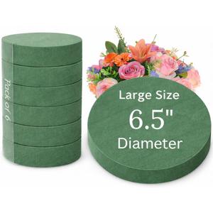 FLOFARE Pack of 6 Floral Foam Round Blocks for Flower Arrangements, Green Florist Flower Foam for Fresh & Artificial Flowers, 6.5" Wedding & Party Dcor