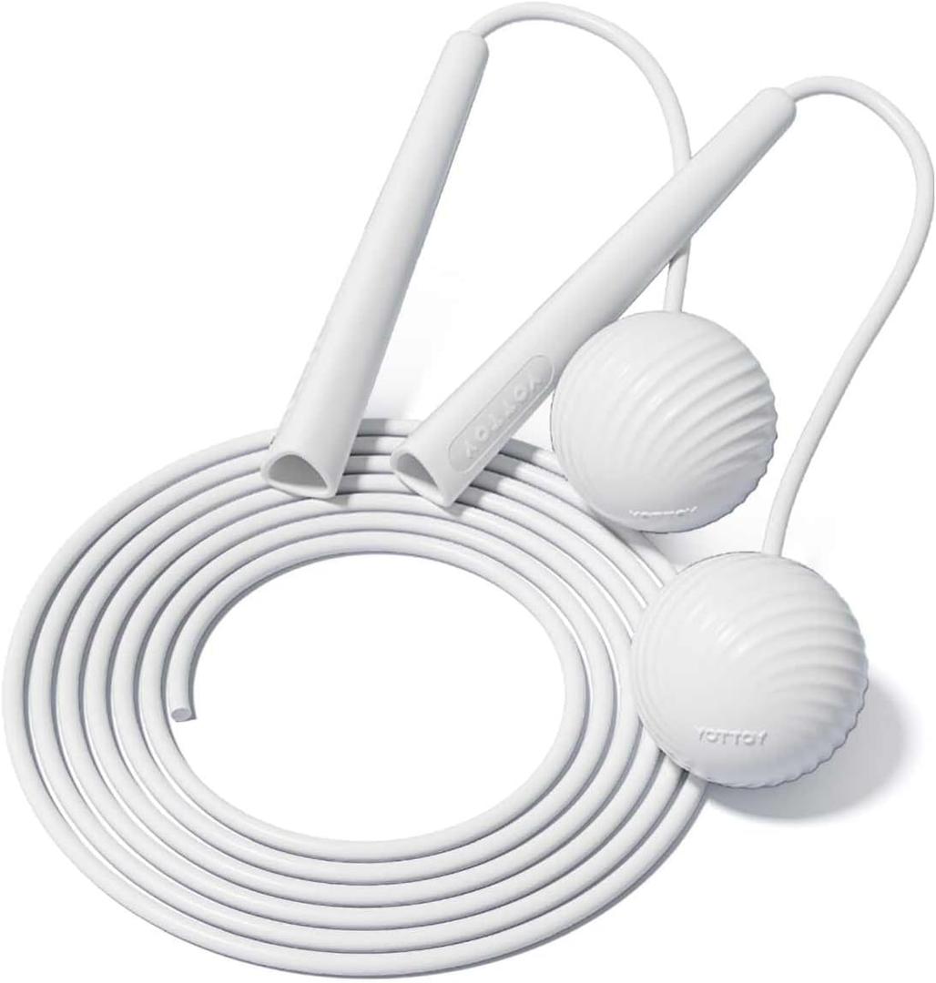 Jump Rope-Cordless & Corded Adjustable Jump Rope for Fitness with Large Ball for Home Gym & Travel for Men and Women (White)