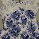 GORGLITTER Women's Lace Floral Tea Party Vintage Maxi Dress Summer Graduation Cocktail Wedding Guest Fishtail Sundress (Small, Blue and White Floral)
