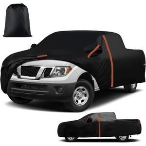 Truck Cover for Nissan Frontier Crew Cab 5' (2004-2025) & King Cab 6'1" (2004-2021) Short Bed Car Cover Waterproof All Weather, Full Exterior Cover Rain Wind and UV Protection with Door Zipper (L)