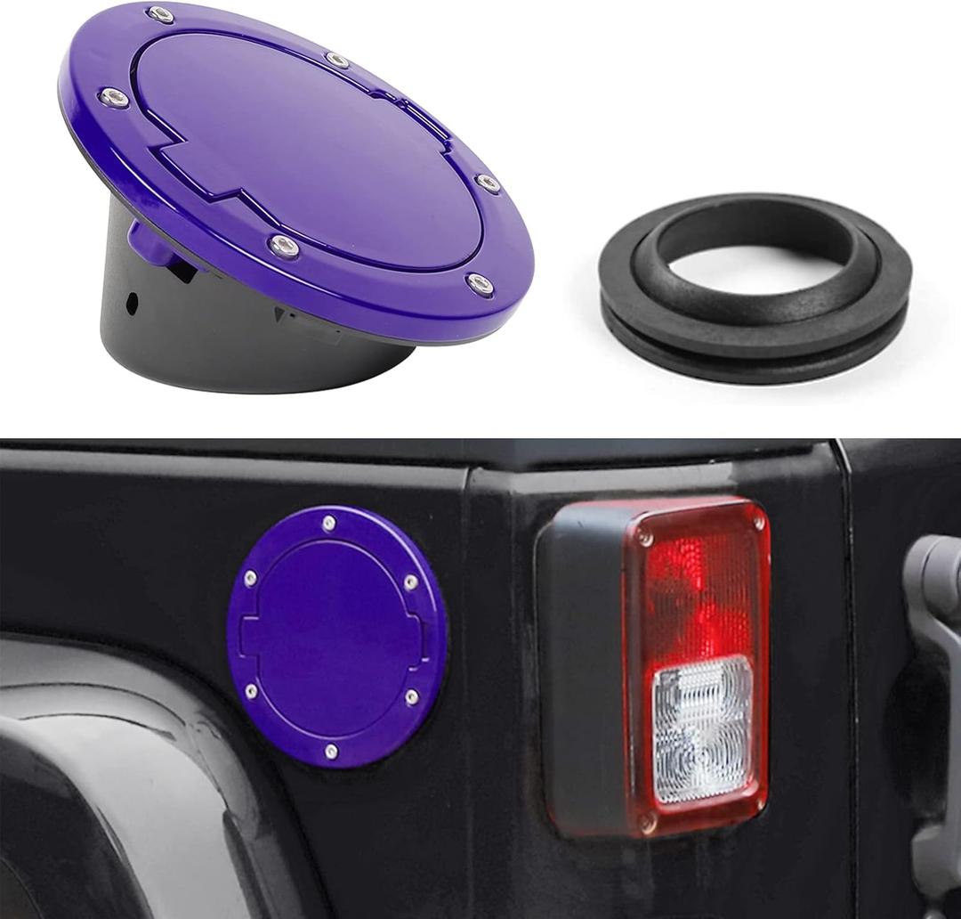 JeCar JK Fuel Filler Cover Gas Cap Aluminum Alloy Gas Tank Door Exterior Accessories for Jeep Wrangler 2007-2018 JK JKU, Purple