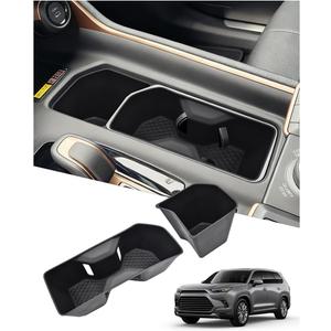Cup Holder Inserts Compatible with 2024 2025 2026 Toyota Grand Highlander Accessories, Non-Slip TPE Center Console Cup Holder Protector Organizer for 2025 Grand Highlander Hybrid