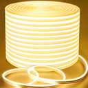 Lamomo LED Neon Lights, 24V Warm White Dimmable LED Rope Flex, 32.8ft Waterproof LED Strip Lights, Silicone 3000K Neon LED Strip for Bedroom Indoor Home Decor (Power Adapter Included)