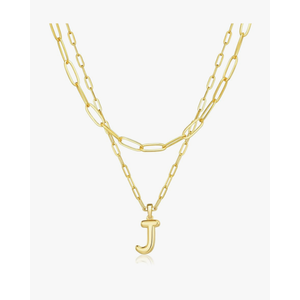 adoyi Gold Necklace for Women Layered Bubble Heart Letter Initial Necklaces for Women Trendy Jewelry 14K Gold Plated Chain Chunky Name Necklace Stack Charm A-Z Pendant Set Jewelry Gifts