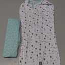 SwaddleMe by Ingenuity Compression Baby Swaddle Pod, Two-Way Zipper for Easy Diaper Changes, Improves Sleep & Calms Startle Reflex, 0-2 Months, 1.0 TOG, 2-Pack - Little Bees