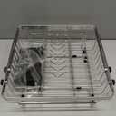MAJALiS Dish Drying Rack Over The Sink, Expandable Stainless Steel Dish Drainer for Small Kitchen Counter Space Saving, RV Compact Plate Strainer In Silver Metal with Hanging Adjustable Utensil Holder