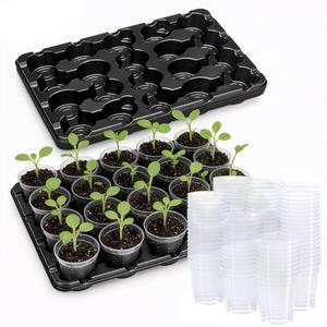 homenote 3 Inch Seed Starting Trays with Clear Nursery Pots, 5-Pack 20-Cell Seedling Starter Trays & 3" Nursery Pots 100 Pcs with Drainage, Plant Starter Germination Trays for Indoor Outdoor Growing