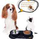 AsFrost Dog Food Bowls Stainless Steel Pet Bowls & Dog Water Bowls No Spill Non Skid, Feeding Bowls with Dog Bowls Silicone Mat for Small Medium Large Size Dogs, Cat Pet Dog Dishes Set, Black, 3 Cup