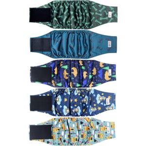5 Pack Dog Diapers Male, Premium Belly Bands for Male Dogs, High Absorbing Dog Pee Wraps for Doggie in Incontinence or Excitable Urination and Training, XXL