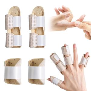 Finger Splints (4 Pcs)  2 Large and 2 Small Splints with Metal Support for Arthritis, Trigger Finger Relief, and Sprain Recovery for Middle, Index, Ring, and Pinky Fingers (Beige)