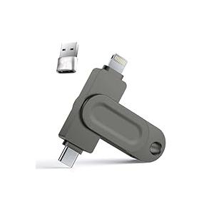 MFi Certified iPhone Flash Drive,512GB Phone Photo Stick,3 in 1 Flash Drive for iPhone,USB Memory Stick for Backup,USB Drive Compatible with iPhone,iPad,Android,PC,More Devices(Black)