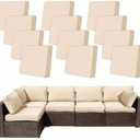 Thankyall 12 Pcs Patio Outdoor Cushion Covers，Waterproof Stretch Cushion Covers Replacement，Cushion Slipcovers，Washable Individual Couch Slipcovers Set Furniture Protector for Pets(20-27 Inch,Peach)
