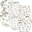 Hudson Baby Unisex Baby Quilted Cotton Swaddle Wrap 3pk, Forest Animals, 0-3 Months