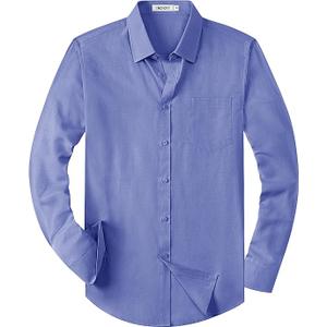 Alimens & Gentle Mens Solid Oxford Shirt Long Sleeve Dress Shirt Work Casual Button Down Shirts with Pocket M