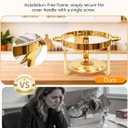 Chafing Dishes for Buffet, 4 Pack 4.5QT Round Chafing Dishes, Gold Stainless Steel Chafing Dish Buffet Set with Glass Lid and Lid Holder for Home Parties, Wedding,Catering Events