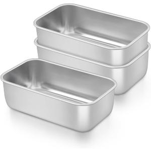 TeamFar Mini Loaf Pan, 3 PCS Stainless Steel Loaf Pans for Baking Bread, 6.3 x 3.5 Inch Bread Baking Pan for Homemade Bread, Meatloaf, Cake and Brownies, Non-Toxic, Oven & Dishwasher Safe