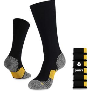 WANDER 3-6 Pairs Men's Athletic Run Cushion Over-the-Calf Tube Socks (Large)