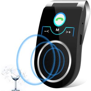Bluetooth Car Speaker, Aigital Car Bluetooth Speaker for Handsfree Talking, Auto Off/Reconnection, Wireless Car Kit with Visor Clip, Support Siri Google Assistant, Connect to 2 Phones
