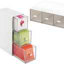Plastic Tea Bag Organizer with 3 Drawers, Desk Drawer Organizer, Stackable Storage Drawers, White Tea Box, Makeup Organizer, Clear Tea Bag Storage, Coffee Storage for Tea Bags, Sugar Packets, Cosmetic