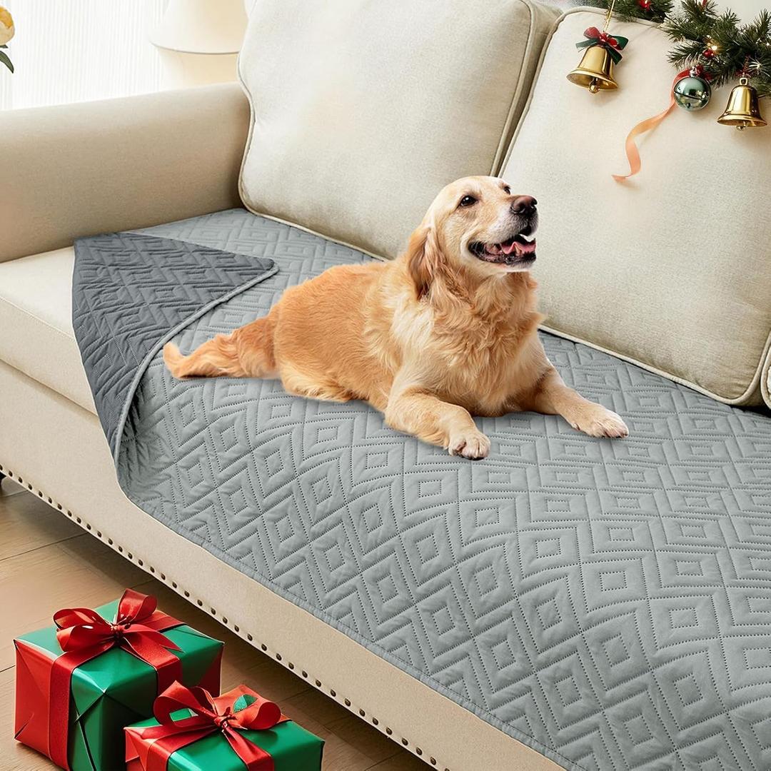 hyha Waterproof Dog Blanket, Soft Pet Bed Blankets, Waterproof Sofa Couch Cover for Dogs Washable, Reversible Pet Couch Covers for Sofa Furniture (30x70 Inch, Grey/Dark Grey)