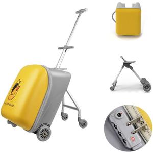 2-1 Suitcase,Travel Luggage Bag with Detachable Kids Stroller,Children's Ride On Suitcase with 2 Universal Wheels,Rolling Carry-On Luggage with Lock,Trolley Luggage Case with Silent Wheels (A, Yellow) 