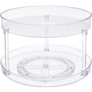 Amazon Basics 2 Tier Lazy Susan Turntable Organizer, 12" Diameter, Clear
