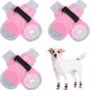 SCENEREAL 6Pcs Anti Slip Dog Socks to Prevent Licking Paws for Hot/Cold Pavement, Dog Grippy Socks for Hardwood Floors, Dog Shoes for Boots & Paw Protectors for Puppy Small Medium Large Senior Dogs (XS(Pack of 4+2), Pink Pearl Paw)