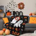 Boo Basket Stuffers for Women Adults, Boo Basket Ideas, Halloween Throw Blanket for Women Men, Gothic Horror Scream Blanket, Ghosts Reading Books Blankets, Fall Blankets for Couch Bed 50"X60"