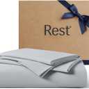 REST Evercool+ Starter Sheet Set, Cali King, Gray, Breathable Bed Sheet for Hot Sleeper and Night Sweats, with Pillowcases, Ionic+ Self-Cleaning Silver Yarn for Sensitive Skin, 3PCS No Flat Sheet