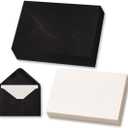50 Sets Black Mini Envelopes with Blank Gift Cards, Business & Note Cards - Wedding Invitation, Graduation, Holiday Pocket Envelopes 4x2.75" Bulk for Party Favors & Scrapbooking