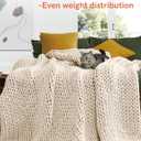 YnM Cotton Weighted Blanket, Handmade Chunky Knitted Design, Soft and Cozy, Temperature Regulating and Breathable, Machine Washable Throw for Sleep or Home Decor (Cream White, 80x84 Inch, 35lbs)