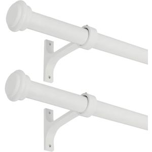 2 Pack Curtain Rods 72 to 144 Inches,1 Inch Curtain rods for Windows, Hanging Curtain Rod & Wall Mount with Brackets Heavy Duty Rod,End Cap Single Rod, Matte White