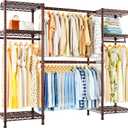 Ulif E7 Garment Rack, Heavy Duty Clothes Storage System with Extendable Hangers Rods, Metal Clothing Rack with 6 Wire Shelves, (52.3"-72") W x 14.5" D x 71.2" H, Load 838lbs, Bronze