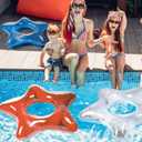 Soulchen 250th Anniversary Inflatable Pool Floats 4th of July Pool Float Red White Blue Stars American Flag Patriotic Toys Filled with Confetti for Summer Party Independence Day Decorations, 35 inches / 90 cm in diameter