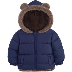 ADUKIDE Toddler Puffer Jacket with Bear Ear Kids Boys Hooded Fleece Coat Size 6M-5T (Blue)