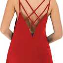 Women's Cute Criss Cross Back Tank Tops Loose Hollow Out Camisole Shirt (Large, Red)