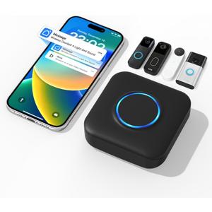 Smart WiFi Wireless Doorbell Chime for Google Nest, Ring, Blink – App-Connected with 58 Music, 5 Adjustable Volume & LED Light, No Wiring Required (1pack, Black)