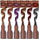 6PCS 2-in-1 Gradient Lip Liner and Lipstick Lip Combo Set - Achieve Flawless Contour and Gradual Ombre Effect with Easy-to-Use Crayon Form and Cone Tip, Dark Brown Black Lip Liner Set