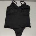 BRABIC Women's' Seamless Sleeveless V-Neck Bodysuit Shapewear Tummy Control (3X-Large-4X-Large, Black Thong)