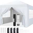 Yaheetech 10x10 Pop Up Canopy with 4 Removable Sidewalls, Portable Enclosed Instant Tent, Waterproof Outdoor Tent, Beach Sun Shelter with 4 Sandbags, 12 Stakes & 4 Ropes, Silver-Coated White