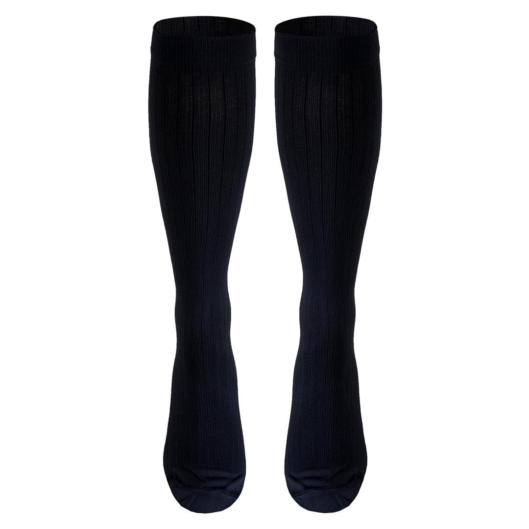 NuVein Men's Compression Socks, 30-40 mmHg Support, Dress Trouser Style, Over Calf Knee High, Black, X-Large