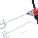 Drill Mixer Set, Electric Corded Mixing Drill Machine with 2 Mixing Paddles, Variable Speeds Concrete Mud Mixer for Drilling and Mixing