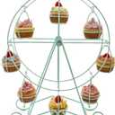 Zoie + Chloe Ferris Wheel Cupcake Stand - Decorative Cupcake Holder for Parties - Spinning Display for Serving Pastry, Treats & Desserts - Easy-to-Clean, Fits 8 Small Cupcakes - 14x4x17, Sky Blue