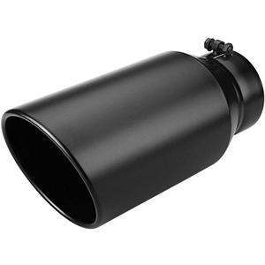 LCGP 5" inlet Diesel Universal Exhaust Tip , 7" outlet 15" Long Truck Tailtip, Black Powder Coated, Stainless Steel, Bolt-On