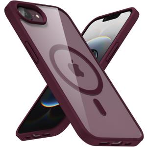 LoeoeL for iPhone 17e 16e Case Clear Mag Safe, Ultra Thin Slim Cover Magnetic Compatible with Magsafe Phone Case for Women Girl, Cute Soft TPU Silicone & Transparent Hard Plastic, Burgundy Maroon