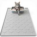 Garoopion Cat Mat for Litter Box, Large 34" X 22" Cat Litter Mat, Waterproof Silicone Pad for Floor, Gray