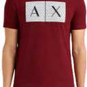 Armani Exchange Men's Crew Neck Logo Tee T Shirt Grid Logo (Red, L)