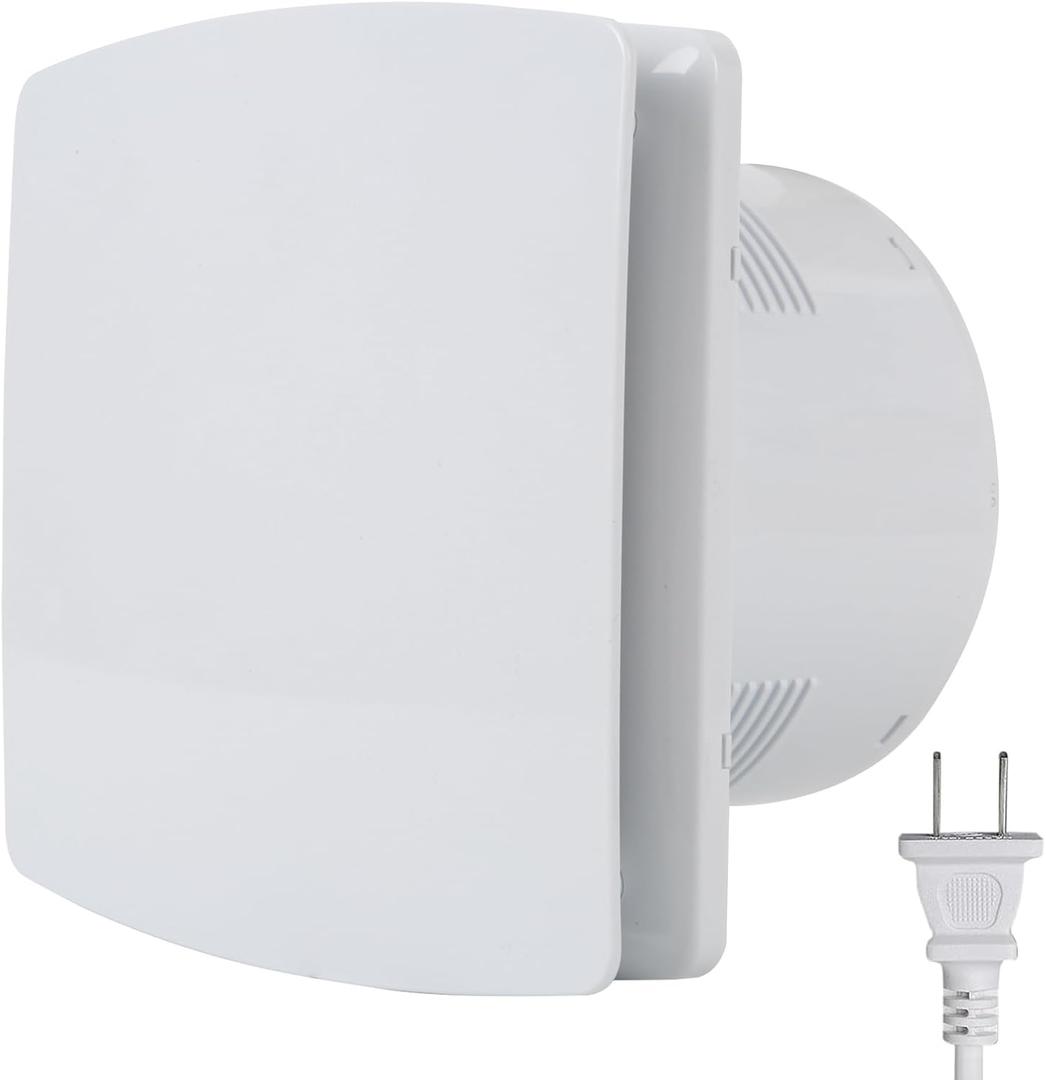 Bathroom Exhaust Fan, 6 inch Silent Ceiling and Wall Mount Ventilation Fan with Anti-Backflow Check Valve, Balanced Air Solution, for Tub Shower Enclosure, 110V (Square)