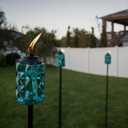 TIKI 2-Pack Topaz Blue Glass TIKI Torches 65" Outdoor Decorative Torches for Patio, Backyard & Garden Easy Install, Weather-Resistant with Long-Lasting Wick & Snuffer