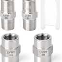 GASHER 4PCS 304 Stainless Steel Pipe Fitting, Hex Nipple Hex Coupling, 1/4" x 1/4" NPT Male Thread Pipe, 1/4Inch x 1/4Inch NPT Female Thread Pipe